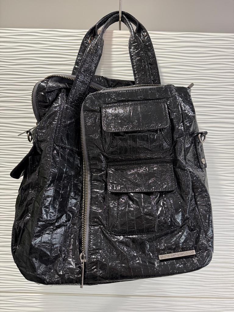 Black Crinkled Tote Bag - Versatile Everyday Carry